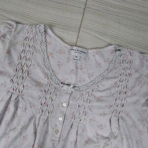 Miss Elaine Nightgown Womens 2X Pink Floral Smocked Knit Sleepwear Grandma